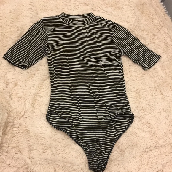 Tops - Striped mock neck bodysuit